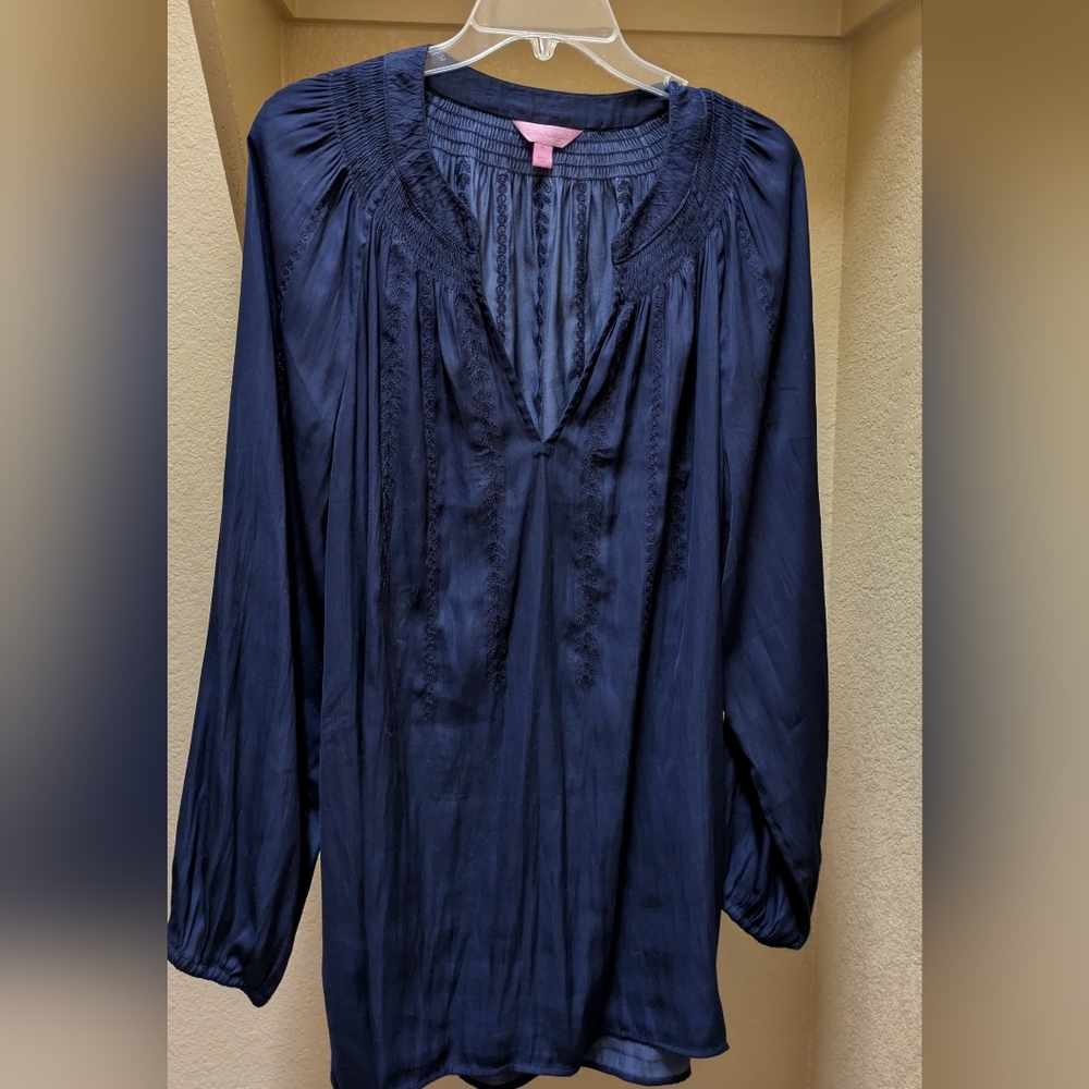 Lilly Pulitzer Hollis Top Blouse XL Blue